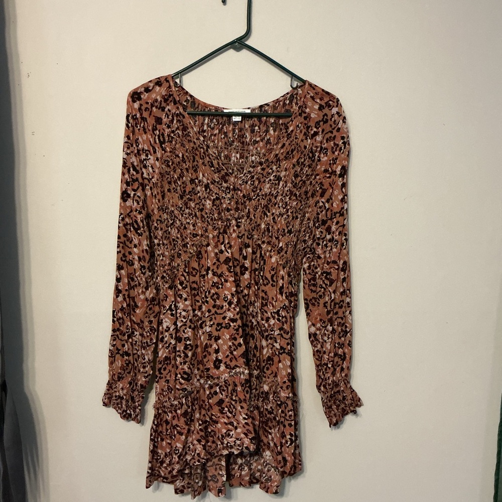 beachlunchlounge Animal Print Long Sleeve Dress